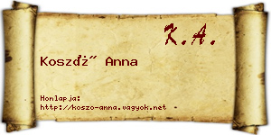 Koszó Anna névjegykártya