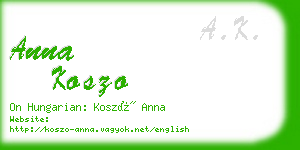 anna koszo business card